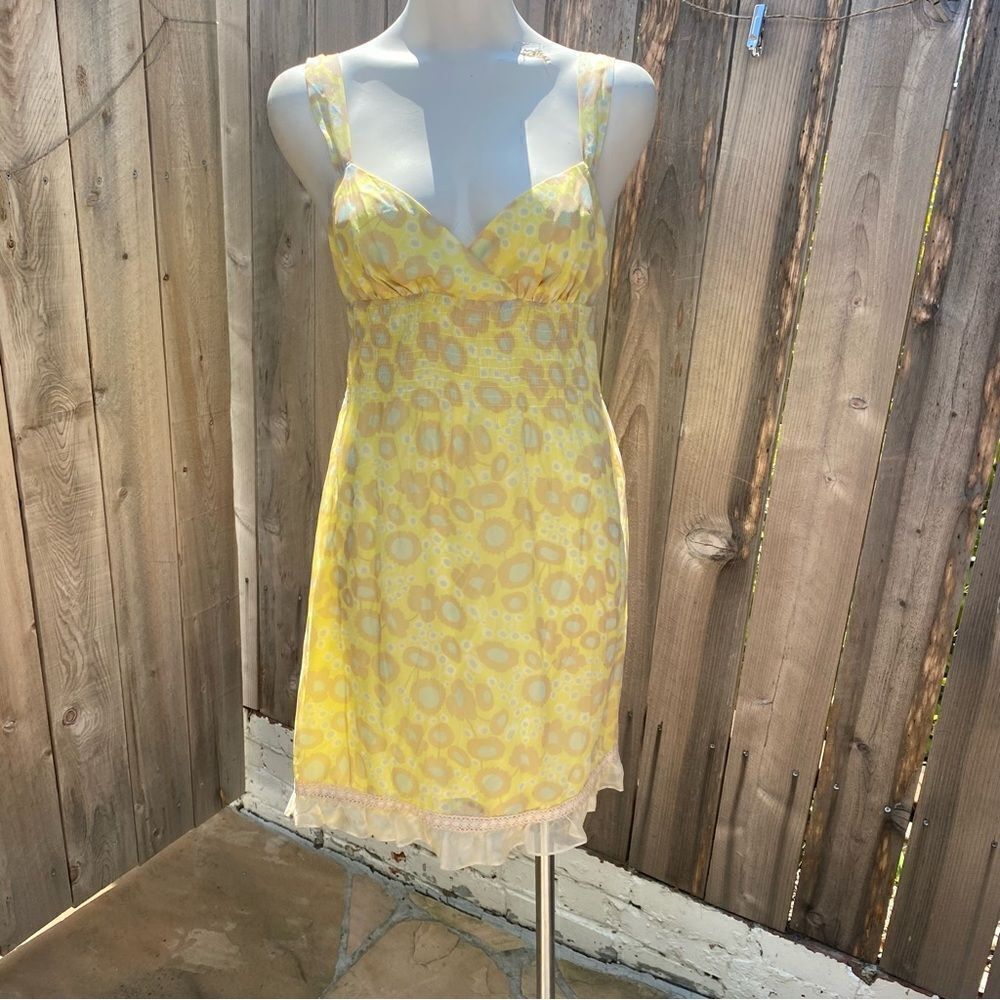 Fiori di Zucca Y2K yellow silk mini dress size 2